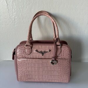 Brighton pink croc-embossed leather satchel handbag
